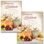 Thanksgiving - Overflowing with Gratitude, 1 Thess. 5:16-18 - Pkg 100 - Bulletins - Multiple Sizes