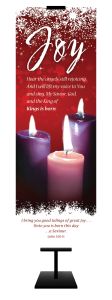 Advent - Joy - 3 Candles - King of Kings is born - I bring you good tidings - Luke 2:10-11 - Banner