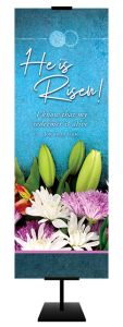 Easter - He Is Risen, Job 19:25 (CEB) - Banner