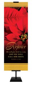 Christmas - Rejoice - Matthew 1:21 (CEB) - Banner - 2' x 6' Fabric