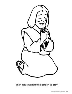 Printable - Coloring and Activity Page | (2-4) My First Easter | Jesus Prays in the Garden 