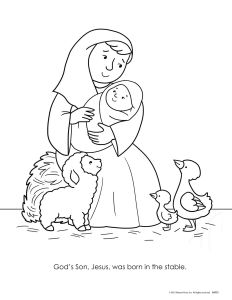 Printable - Coloring & Activity Page | (2-4) Tell Me About Christmas | Mary and Baby