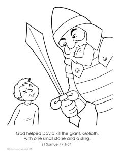 Printable - Coloring and Activity Page | (2-4) Bible Stories Kids Love | David and Goliath