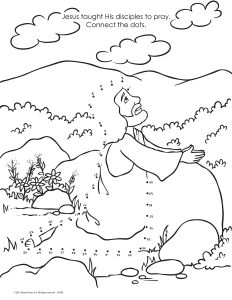 Printable - Coloring Activity Page | (5-7) Learning the Lord's Prayer | Dot to Dot Jesus Praying 