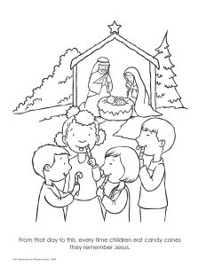 Printable - Coloring & Activity Page 5-7 | Christmas | The Legend of the Candy Cane | Nativity Scene