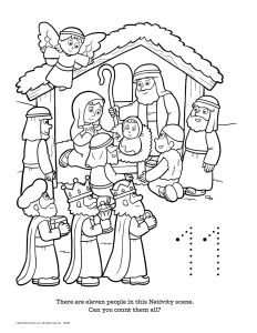 Printable - Coloring & Activity Page | (2-4) Christmas | Counting Christmas | Nativity 