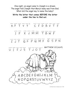 Printable - Coloring & Activity Page | Christmas | (5-7) | Christmas Secret Codes | Matthew 1:21 