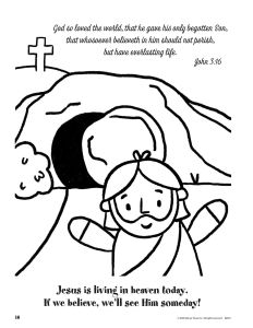 Printable - Coloring & Activity Page | Easter | (2-4) The Story of Easter | Jesus Outside Tomb