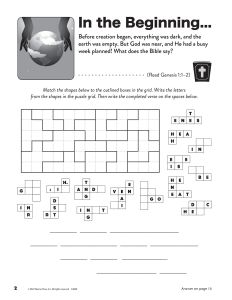 Printable - Coloring & Activity Page | (8-10) The Creation Story Activity Book | In the Beginning Word Puzzle