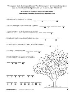 Printable - Coloring & Activity Page | (8-10) The Fruit of the Spirit | Word Puzzle Secret Code