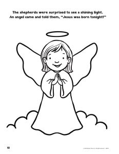 Printable - Coloring & Activity Page | Christmas | (8-10) Baby Jesus Is Born | Angel