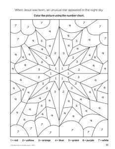 Printable - Coloring Activity Page | (5-7) The Angel, the Star, and the Baby | Star Color by Number