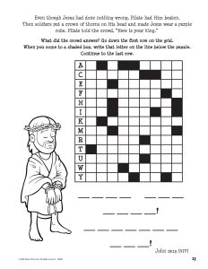 Printable - Coloring Activity Page | Easter | (5-7) Jesus Has Risen | Word puzzle  | (John 19:15)  