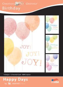 Birthday - Happy Days - KJV - Box of 12 - Assorted Boxed Greeting Cards