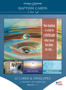 Baptism Cards – A New Life – 12 Cards with KJV Scripture – Assorted Greeting Cards