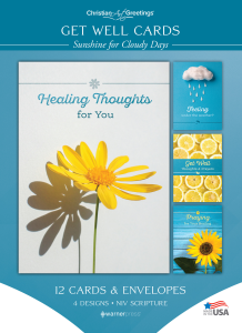 Get Well Cards – Sunshine for Cloudy Days – 12 Cards with NIV Scripture – Assorted Greeting Cards