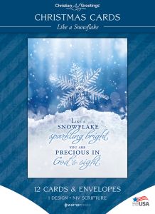 Christmas Cards - Like a Snowflake - 12 Cards with NIV Scripture - Solid Pack Boxed Greeting Cards