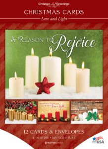 Christmas Cards – Love and Light – 12 Cards with KJV Scripture – Assorted Boxed Greeting Cards