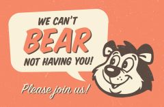 Postcard - We can't bear not having you!