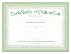 Ordination Certificate - Premium, Green Foil Embossed