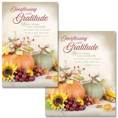 Thanksgiving - Overflowing with Gratitude, 1 Thess. 5:16-18 - Pkg 100 - Bulletins - Multiple Sizes