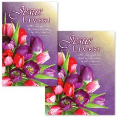 Easter - Jesus Lives; 1 Corinthians 15:4 (KJV) - Pkg 100 - Bulletin - Multiple Sizes