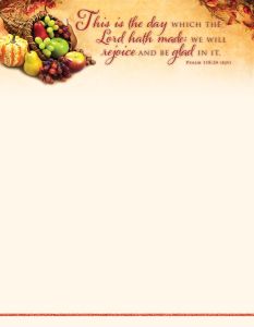Thanksgiving – This Is the Day – Ps 118:24 (KJV) – Pkg 100 – Letterhead